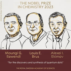 Premiul Nobel pentru Chimie a fost atribuit lui Moungi G. Bawendi, Louis E. Brus şi Alexei I. Ekimov „pentru descoperirea şi sinteza punctelor cuantice”. Numele laureaţilor au fost divulgate înainte de anunţ
