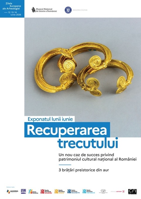 Trei brăţări preistorice din aur, repatriate după ce au fost identificate la o casă de licitaţii în Monaco, prezentate la Muzeul Naţional de Istorie a României