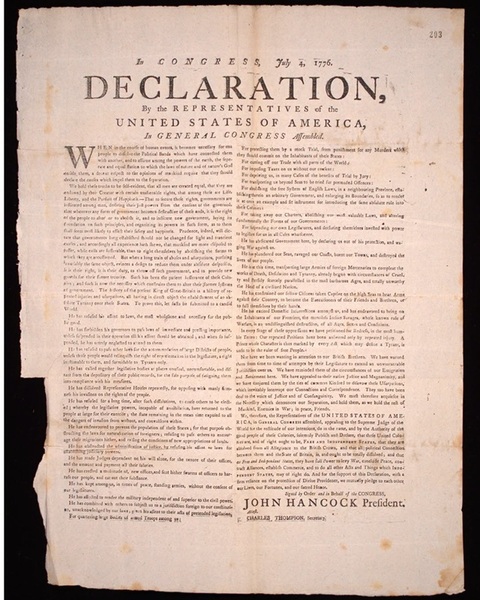 Un exemplar rar al Declaraţiei de Independenţă a SUA, descoperit de Arhivele Naţionale ale Regatului Unit printre documentele unei nave americane capturate