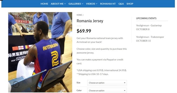 Baschetbalistul american Malcolm Armstead, vizat pentru naturalizare, vinde tricouri ale naţionalei României cu numele său