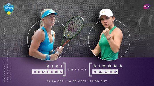 Finala turneului de la Cincinnati, între Simona Halep şi Kiki Bertens, a început