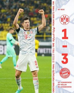 Bayern Munchen a învins Borussia Dortmund, scor 3-1, şi a câştigat Supercupa Germaniei a 9-a oară. Lewandowski a marcat de două ori