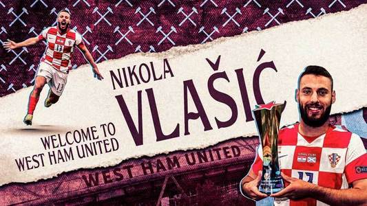 West Ham l-a achiziţionat pe atacantul croat Nikola Vlasic de la ŢSKA Moscova. Suma de transfer este de 30 de milioane de euro