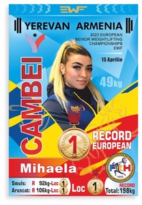 Haltere: Mihaela Cambei, triplă campioană europeană. Ea a stabilit şi două recorduri