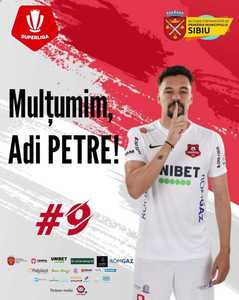 Superliga: Adrian Petre pleacă de la FC Hermannstadt