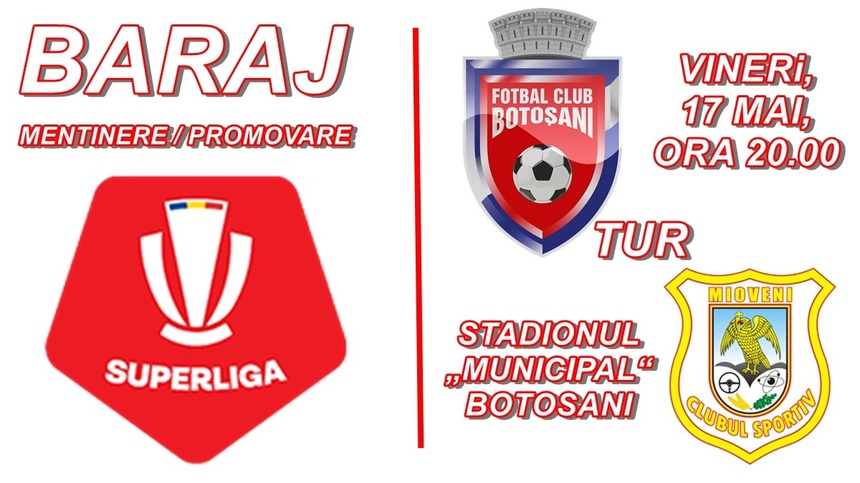 Baraj promovare/menţinere Superligă: FC Botoşani – CS Mioveni 1-0