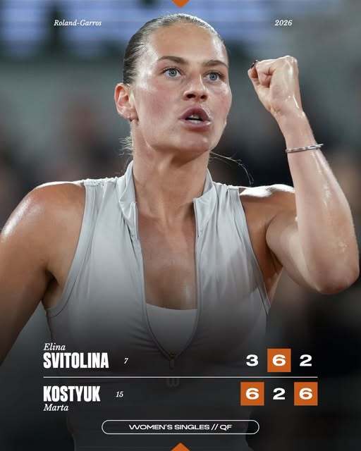 Marta Kostyuk în acțiune pe terenul de zgură la Roland-Garros în duelul ucrainencelor pentru semifinală Grand Slam | sursa foto: News.ro