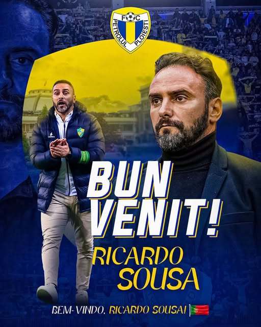 Ricardo Sousa în costum elegant, prezentat oficial ca noul antrenor fotbal al echipei Petrolul Ploieşti în conferință de presă. | sursa foto: News.ro