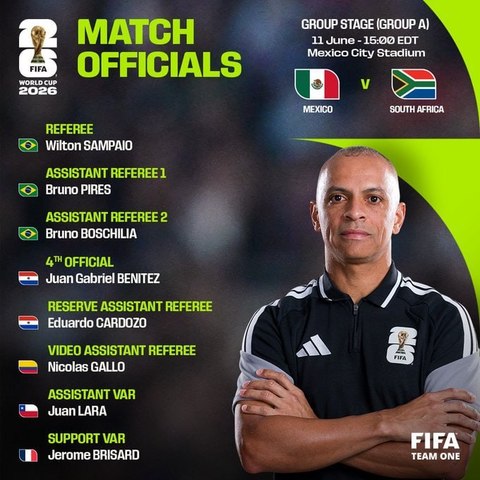 Brazilianul Wilton Sampaio va arbitra meciul de deschidere al Cupei Mondiale dintre Mexic şi Africa de Sud