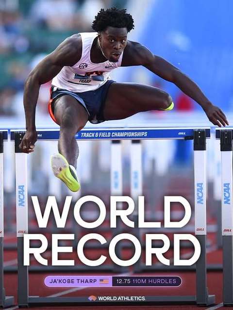 Record din 2012 doborât: Ja'Kobe Tharp a stabilit un record mondial la proba de 110 m garduri la o competiţie universitară - VIDEO