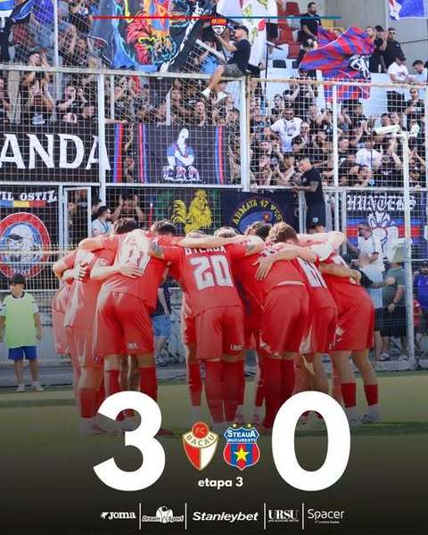 Liga 2: Steaua, eşec cu FC Bacău, scor 0-3. Este al treilea eşec consecutiv pentru stelişti