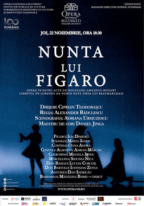 COMUNICAT DE PRESĂ: „Nunta lui Figaro”, în programul lunii noiembrie de pe scena Operei Naţionale Bucureşti