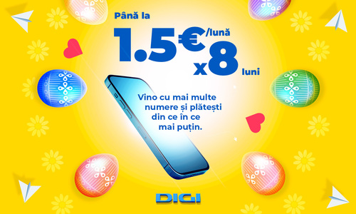 DIGI aduce motive de sărbătoare cu noua campanie de Paşte: 50% discount la portarea în reţeaua mobilă
