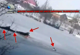 VIDEO Salvare spectaculoasa! Un jandarm si-a riscat viata sa salveze doi copii care au cazut intr-un lac inghetat! Vezi imaginile fabuloase!