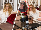Valentina Pelinel a facut sedinta foto sexy in hotelul Alinei Vidican! Uite-o cum pozeaza in halat de baie si cu un pahar de vin rosu alaturi!