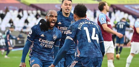 Arsenal revine de la 0-3 şi termină la egalitate cu West Ham după un gol pe final de meci înscrie de Lacazette