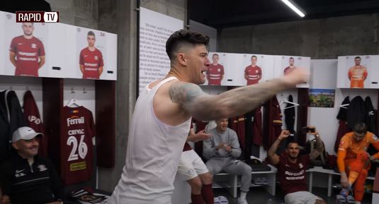 VIDEO | Bucuria din vestiarul rapidiştilor după victoria cu FCSB: ”Bravo, tată! Bravo”