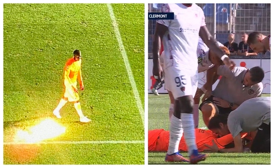 Incredibil! Fanii lui Montpellier au aruncat cu o petardă în portarul advers, la 4-2 pentru echipa lor. Meciul a fost întrerupt definitiv