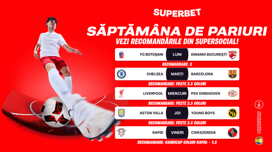 Săptămâna de pariuri: cele mai tari recomandări se găsesc în SuperSocial