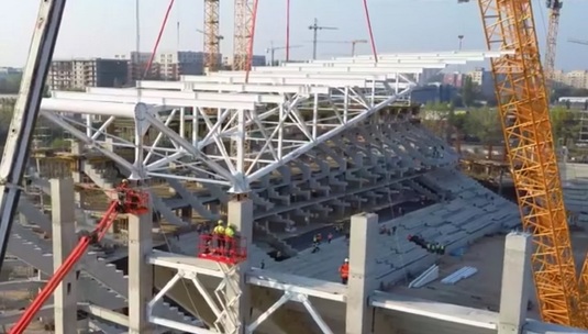VIDEO | Imagini spectaculoase cu noul stadion Steaua. A început să se monteze acoperişul