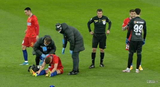 VIDEO| Ghinion uriaş pentru fotbalistul lui FCSB. Dragoş Nedelcu s-a accidentat din nou în meciul cu Chindia Târgovişte