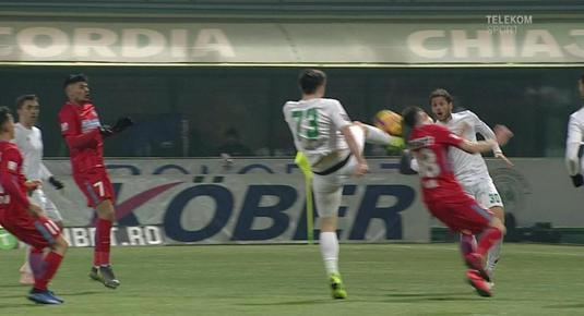 VIDEO | Penalty clar pentru FCSB la Chiajna: "Îţi trebuie curaj". Jucătorul care a faultat nu trebuia să se mai afle pe teren
