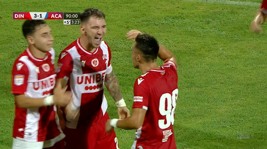 Dinamo - Academica Clinceni 3-1! Dinamoviştii au întors scorul în repriza secundă şi au trecut în clasament peste FCSB şi Craiova. Sorescu a reuşit dubla