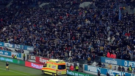 VIDEO | Momente de panică la Universitatea Craiova - FCSB! Ambulanţa a intervenit de urgenţă. Ce s-a întâmplat