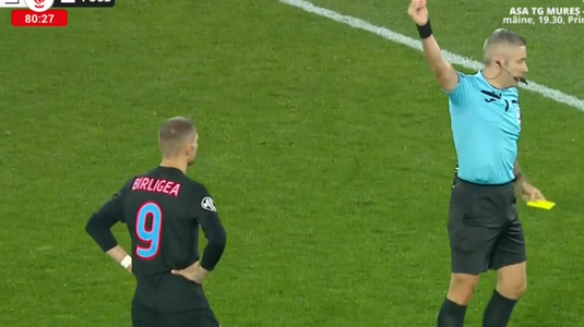 VIDEO | Bîrligea, eliminat în Hermannstadt - FCSB! Atacantul campioanei a văzut cartonaşul roşu, după ce a fost avertizat de două ori pentru proteste