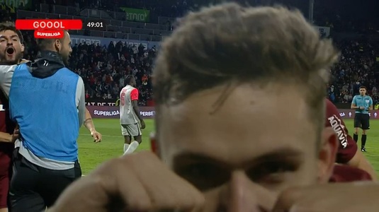 VIDEO | Louis Munteanu s-a asigurat şi la al doilea gol că bucuria sa este văzută! Atacantul a făcut 2-0 pentru CFR Cluj cu FCSB