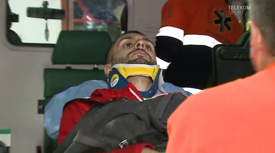 VIDEO | Probleme mari pentru Montini! A fost schimbat în prima repriză. Dinamovistul a plecat pe targă direct la spital