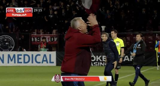 VIDEO | Dan Petrescu, criză de nervi în Gruia! Radu Petrescu i-a dat cartonaşul galben şi va rata meciul cu FCSB