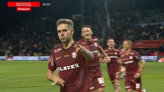 VIDEO | Ce execuţie! Louis Munteanu, gol de atacant mare în CFR Cluj - FCSB. S-a îndreptat spre cameră şi a făcut câteva gesturi după reuşită