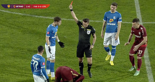 Început dezastruos pentru Farul în duelul cu CFR. Roşu direct pentru ”perla” lui Hagi. Liderul din Liga 1, în ”10” din minutul 3 | VIDEO