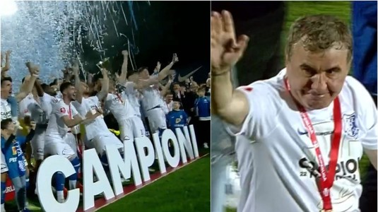 VIDEO | Istorie la Ovidiu! Gică Hagi a făcut turul de onoare al stadionului în uralele fanilor. Farul Constanţa a ridicat trofeul Superligii într-un sezon spectaculos