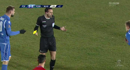 VIDEO | Nebunie în 60 de secunde! Cum a putut Colţescu să elimine un fotbalist la Voluntari - FCSB. Primul galben e din ”desene animate”