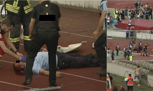 Jandarmul lovit cu scaunul în cap, în timpul meciului U Cluj - Hermannstadt, a fost internat la Terapie Intensivă cu traumatism cranio-cerebral