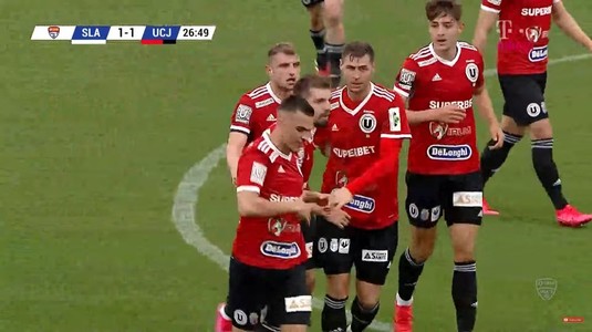 VIDEO | Start perfect pentru U Cluj în play-out-ul Ligii a II-a. Echipa lui Costel Enache, victorie cu 4-2 în deplasarea de la Slatina