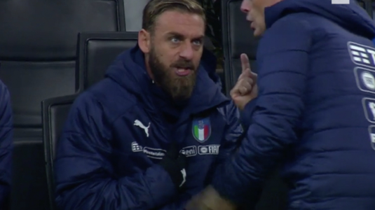 VIDEO | Tensiuni în vestiarul Italiei. De Rossi, explozie de nervi pe banca tehnică. Ce l-a scos din sărite
