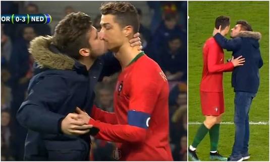 VIDEO | Un fan l-a sărutat pe Cristiano Ronaldo după ce a intrat pe teren, la meciul Olanda - Portugalia