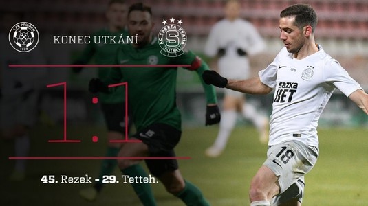 VIDEO | Pribram - Sparta Praga 1-1. Remiză pentru Sparta într-un meci în care doar Chipciu a fost titular dintre români