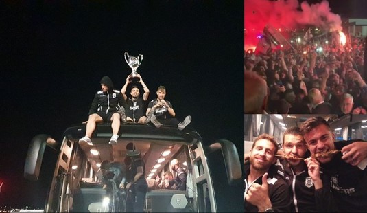 VIDEO | Sărbătoare la Salonic. Răzvan Lucescu şi jucătorii săi, primiţi de mii de fani la întoarcerea acasă. Imagini în exclusivitate din autocarul campionilor. Toşca s-a urcat pe autocar cu trofeul