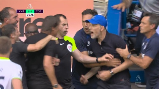 VIDEO | Conte şi Tuchel, la un pas de bătaie! Golul controversat marcat de Tottenham în poarta lui Chelsea a încins spiritele pe Stamford Bridge