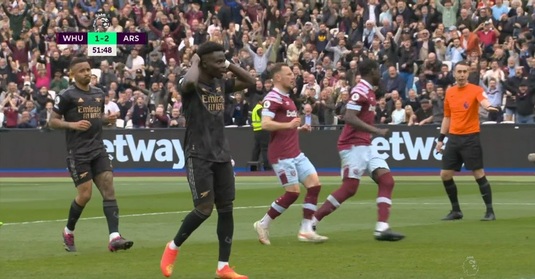 VIDEO | "Blestemul" penalty-urilor l-a lovit din nou pe Saka! După ce a ratat, West Ham a reuşit să-i pună piedică lui Arsenal în lupta pentru titlul din Premier League