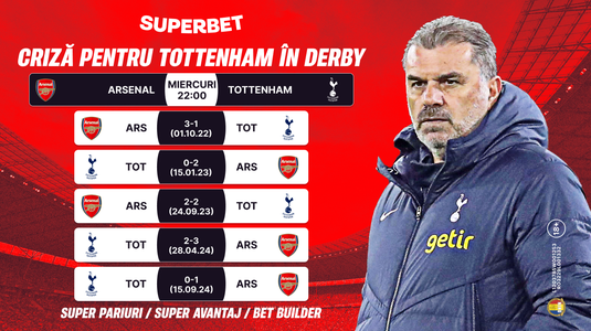 Furtună la Londra! Super Cotele pentru Arsenal – Tottenham, derby-ul etapei din Premier League