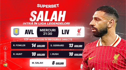 Alt meci magnific al lui Salah? Vezi Cotele Superbet atribuite superstarului egiptean înainte de Aston Villa - Liverpool