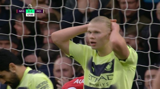 VIDEO | Este şi el om! Haaland, două ratări incredibile împotriva lui Nottingham Forest, la aceeaşi fază! Norvegianul nu a putut înscrie din câţiva metri
