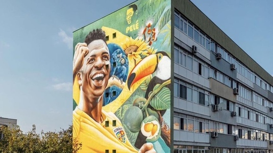 Surpriză în Capitală! Pictură murală cu Vinicius Jr., pe un bloc din Bucureşti