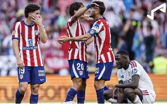 Răsturnare de situaţie în La Liga. Atletico a învins-o pe Real Madrid într-un derby incendiar şi a depăşit-o în clasament după un final dramatic