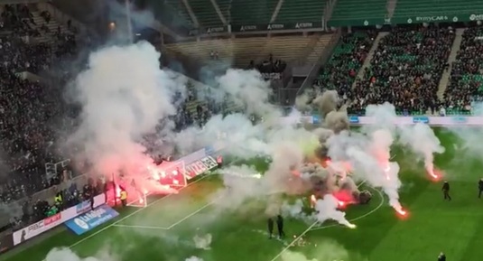 VIDEO | Ultraşii au făcut haos la meciul St. Etienne - Angers, din Ligue 1! Au aruncat cu torţe şi fumigene, au intrat pe teren şi meciul a fost amânat